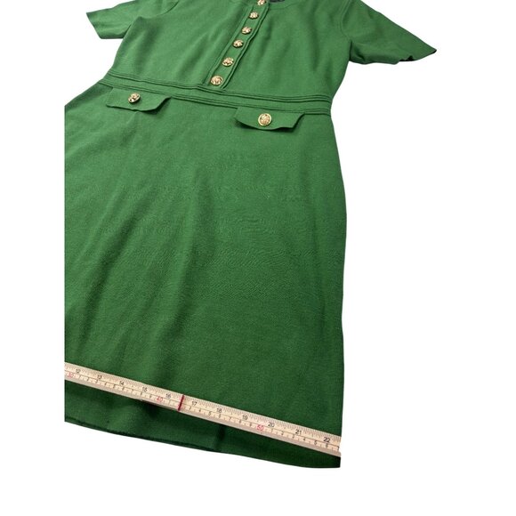 Merokeety Green Short-Sleeve Knee-Length Dress With Gold Button Accents Ribbed D - Picture 10 of 12